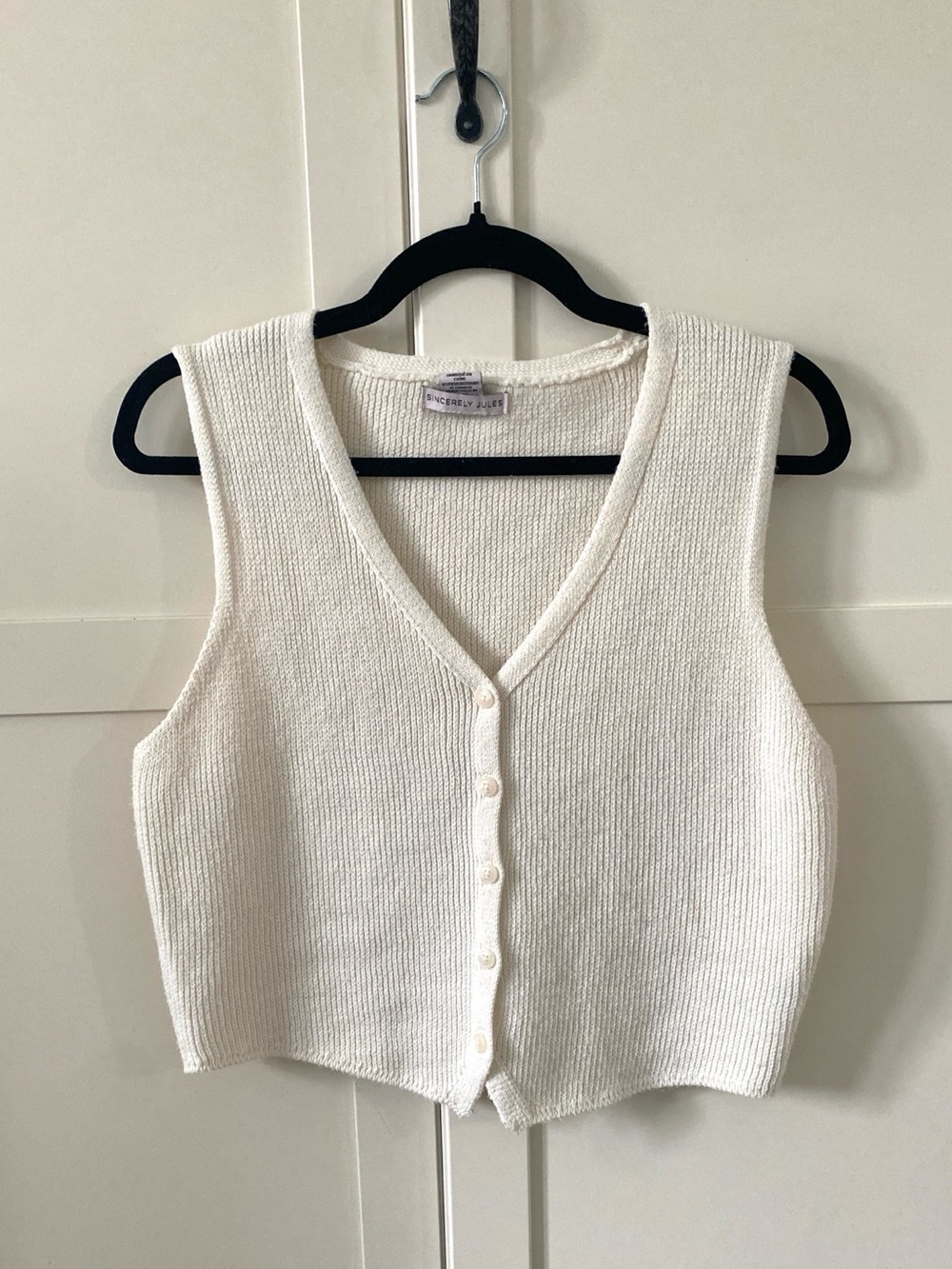 Sincerely Jules Cream Knit Button-Front Vest | Coastal Minimalist | XL